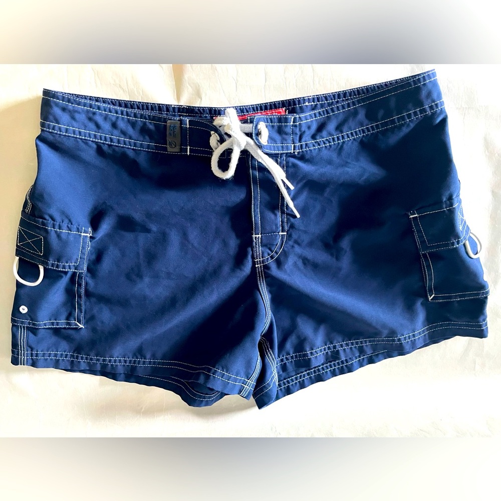 Beach Rays Surf board shorts Navy White Sz 5 Quick Dry Velcro Closure Rn 101609